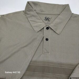 R&R Casual Mens Premium Polo Shirt XL Tan Brown Micro Pattern RS316-8142 NWT